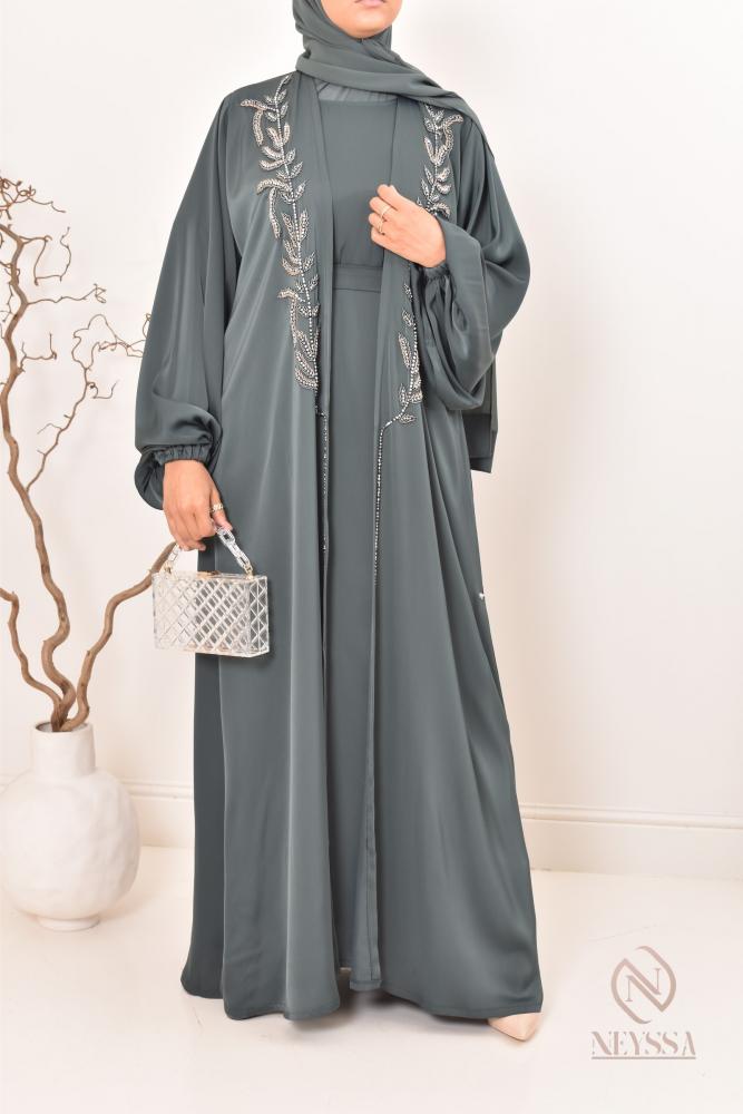 Abaya Dubaï kimono vert Neyssa Shop