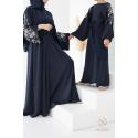 Abaya Dubai RAYHANA FLOWERS Nachtblau