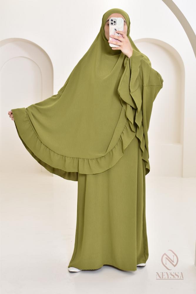 Abaya-Khimar-Kombination lang Seide von Jazz