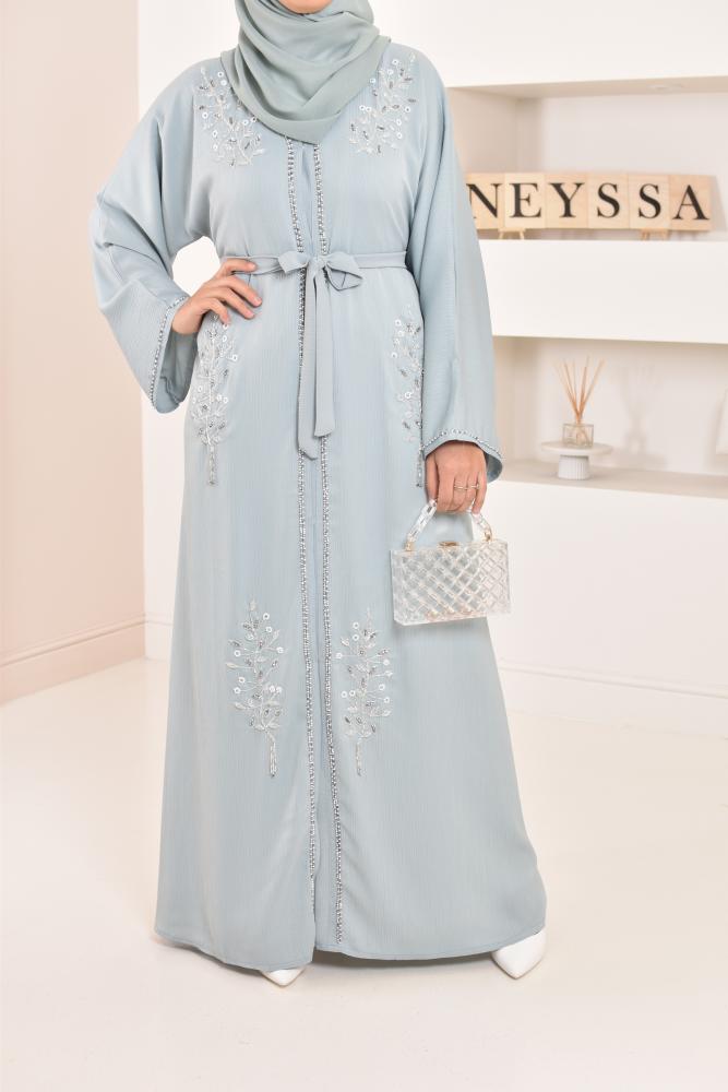 Abaya Dubaï kimono Vert d'eau Neyssa shop