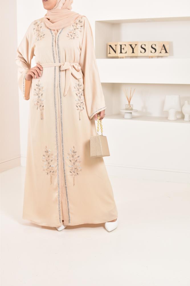 Abaya Dubaï kimono Beige neyssa shop