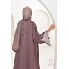 Abaya Dubaï perles brodées Marron glacé