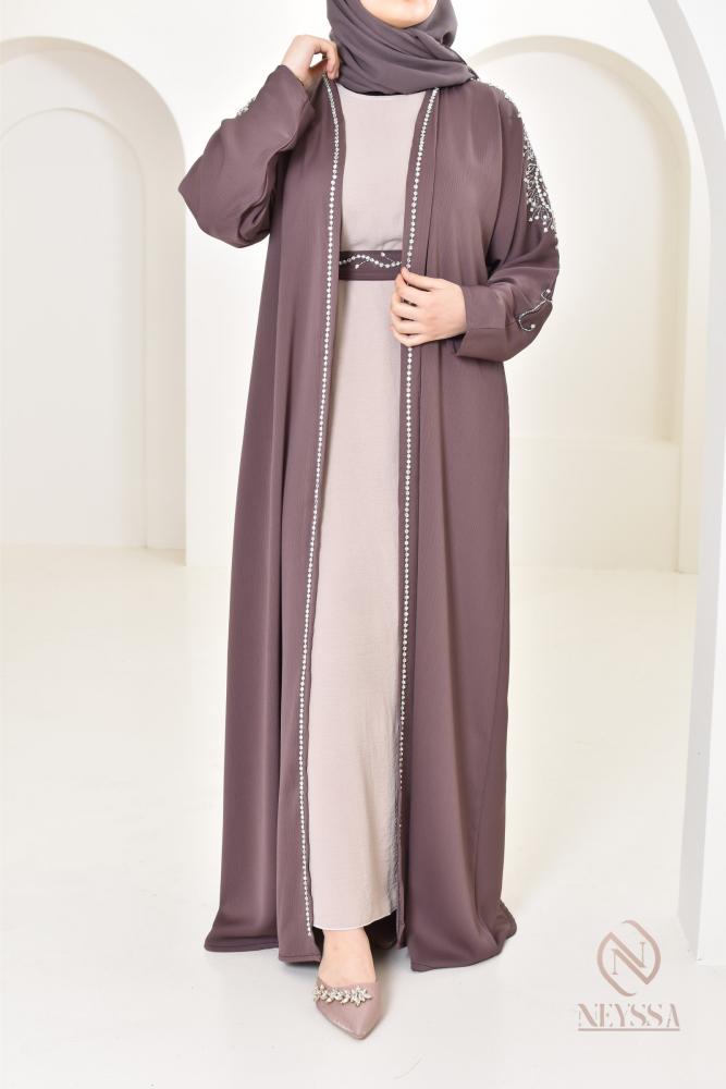 Abaya kimono Dubai Saphyra Glossy Brown