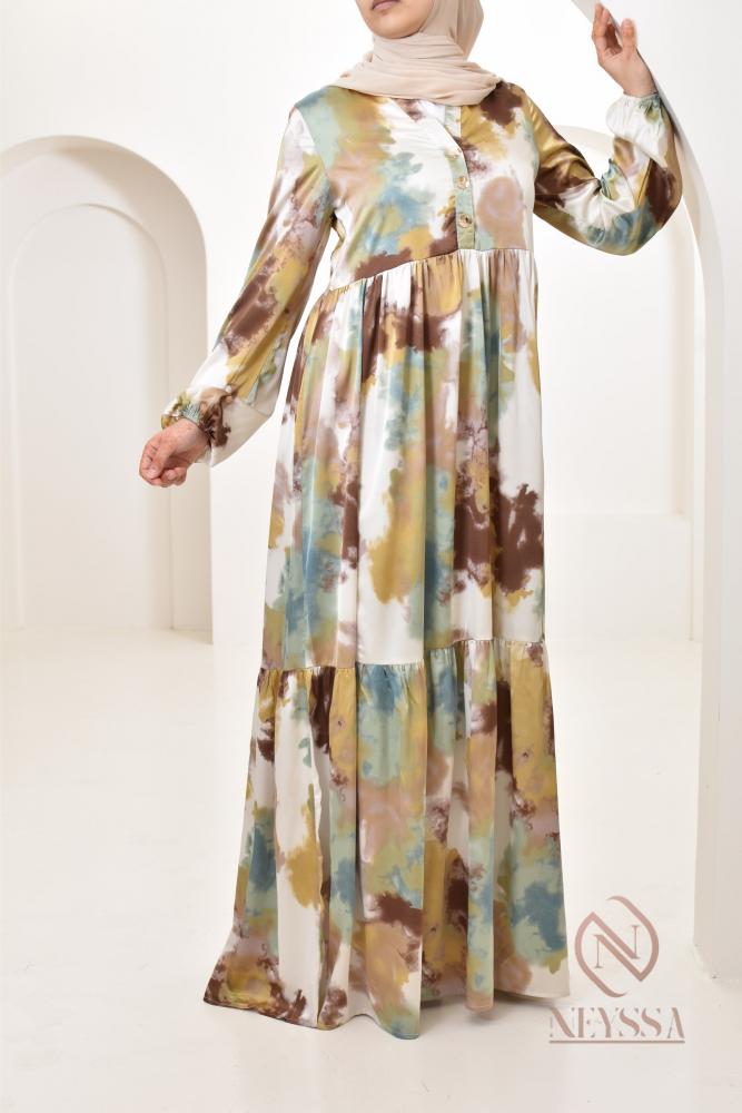 Elif green satin maxi dress