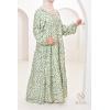 Langes Kleid mit grünem Print