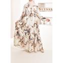 COLEEN Ecru floral print dress