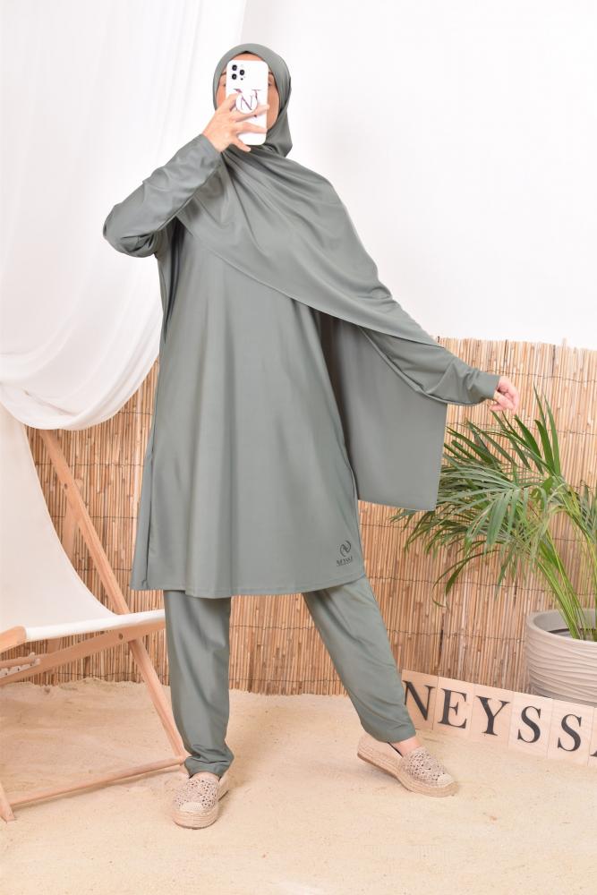 Burkini long hijab slip-on TWIL Khaki