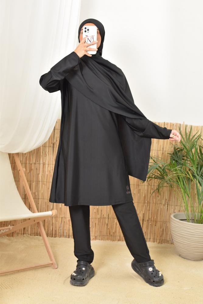 Long Hijab Burkini zum Überziehen TWIL Schwarz