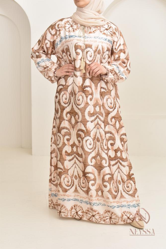 Langes Kleid mit Camel-Print Neyssa Shop