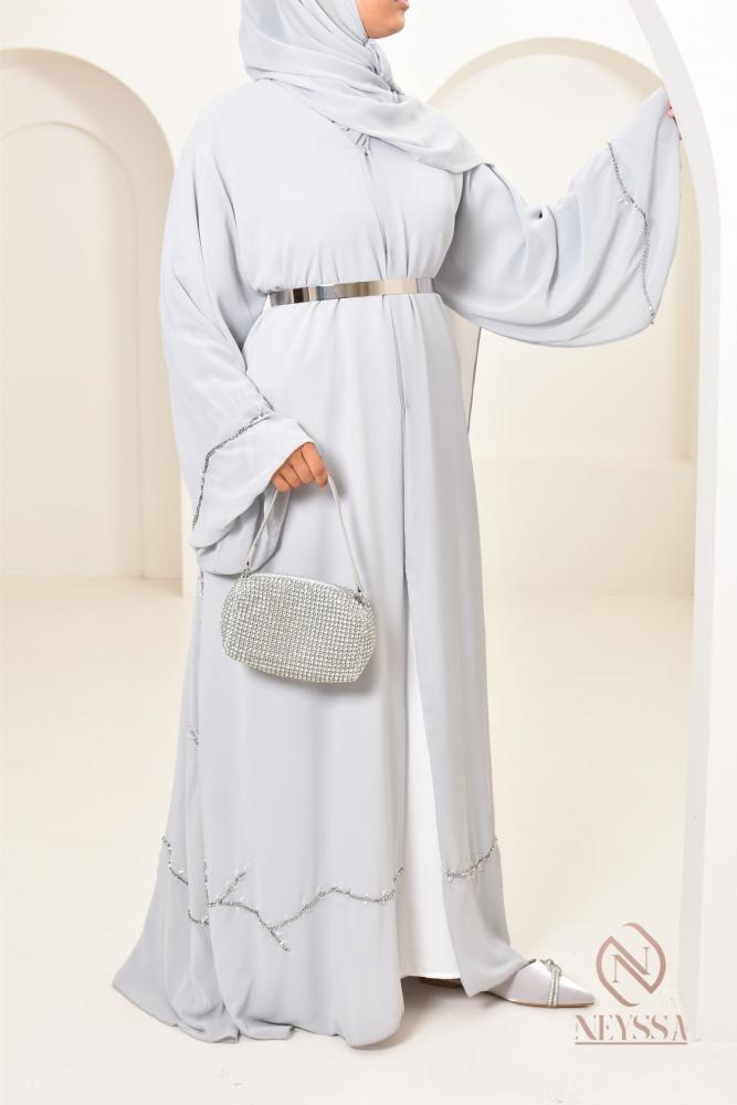 Abaya Dubaï HASSIBA Pearl grey