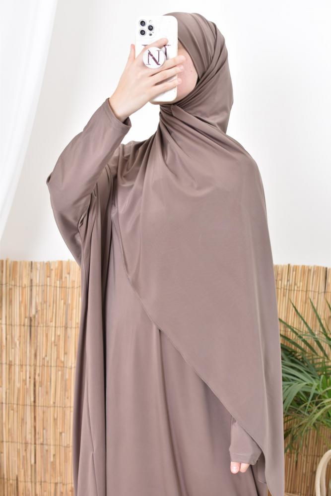 Hijab de bain à nouer Océan Taupe Rosé