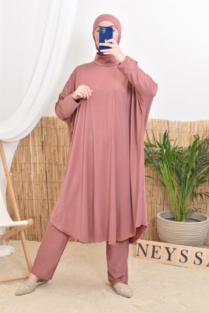 Burkini large size butterfly YNES Old pink